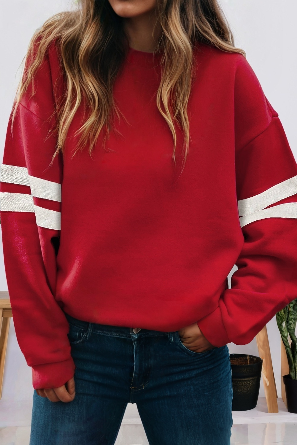 Varsity Striped Red Sweatshirt