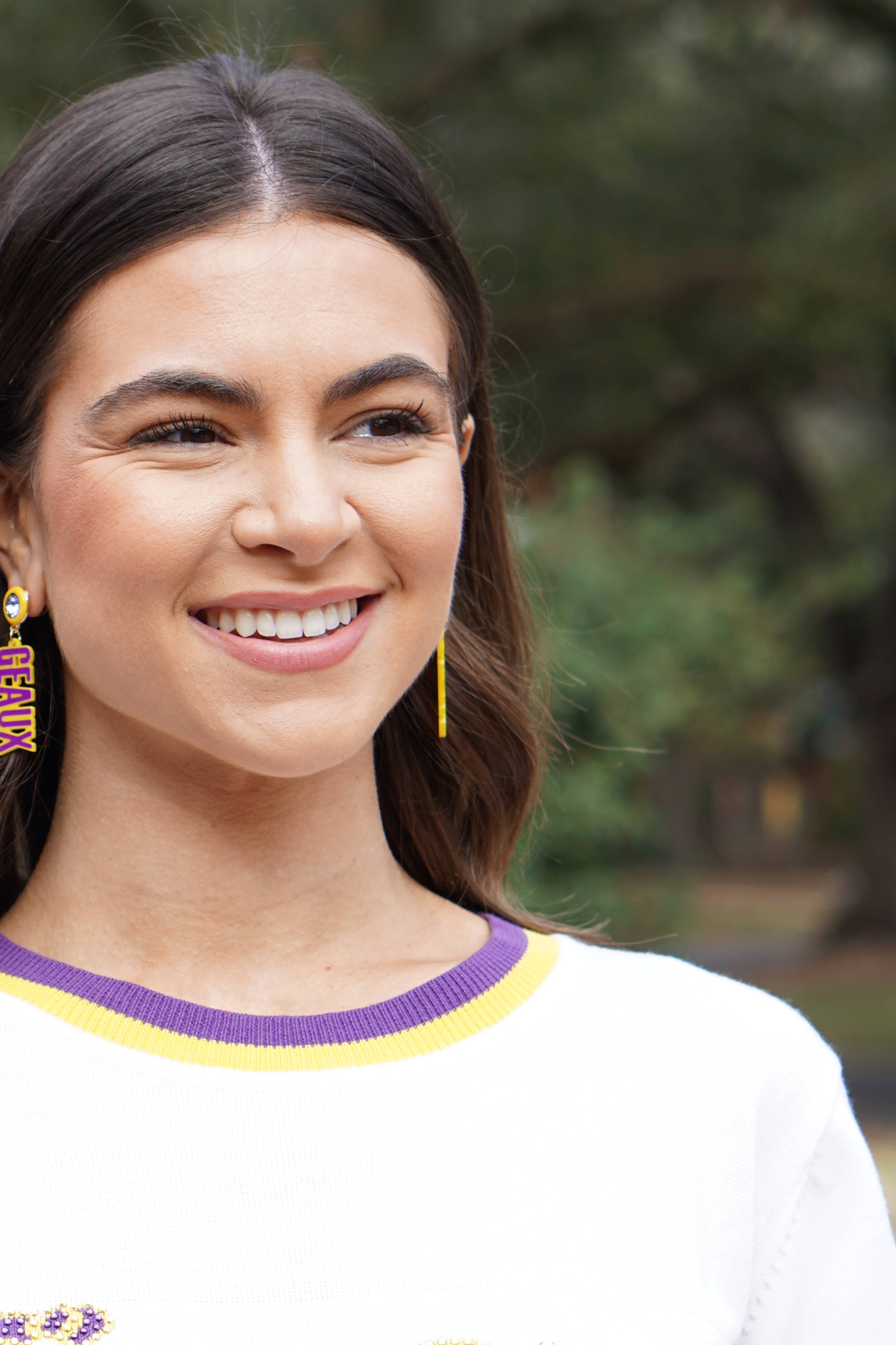 LSU Resin Letter Earrings
