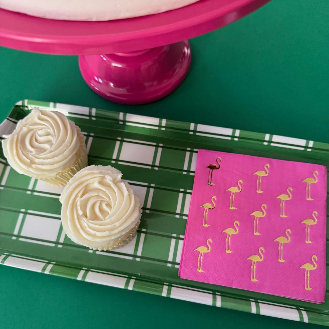 Green Plaid Gingham Melamine Party Tray