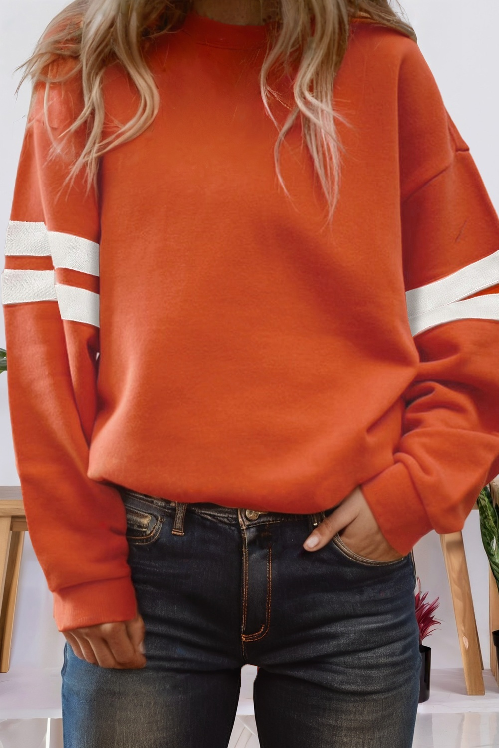 Varsity Striped Orange Sweatshirt