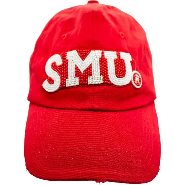 Red cap with 'SMU' logo on a white background