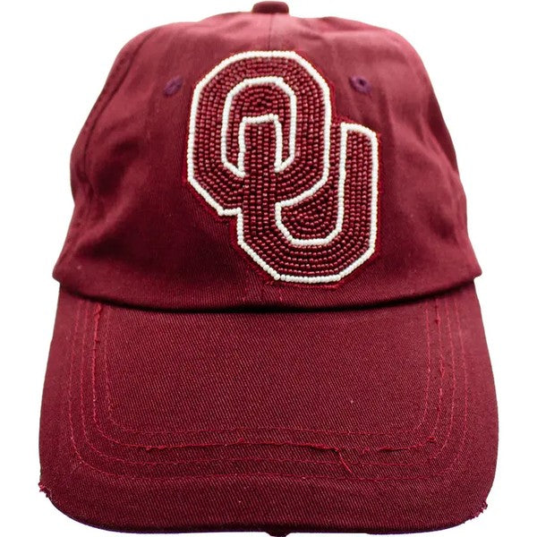 Crimson cap with OU logo on a white background