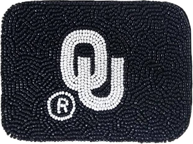 OU BEADED CREDIT CARD HOLDER
