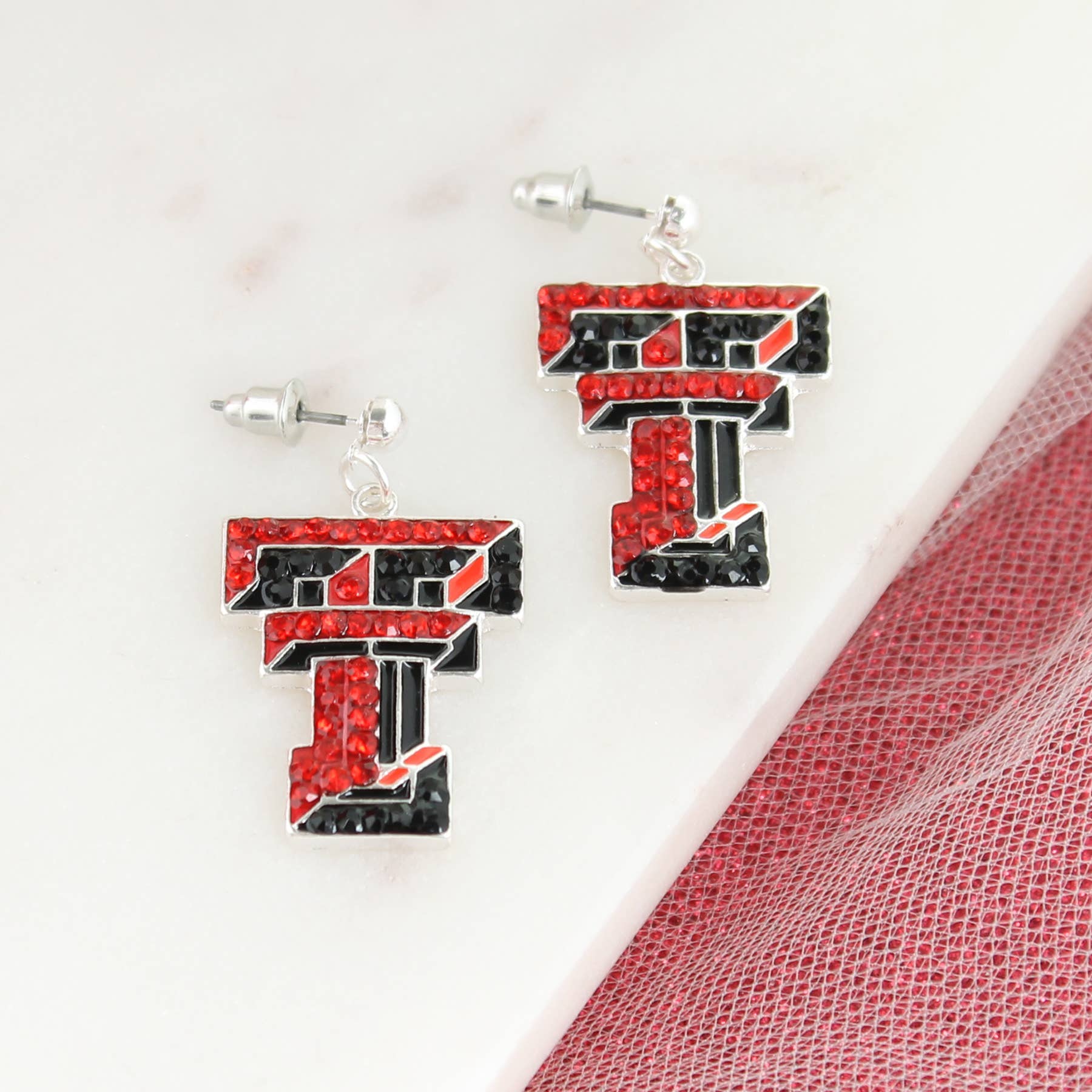 Texas Tech Crystal Earrings