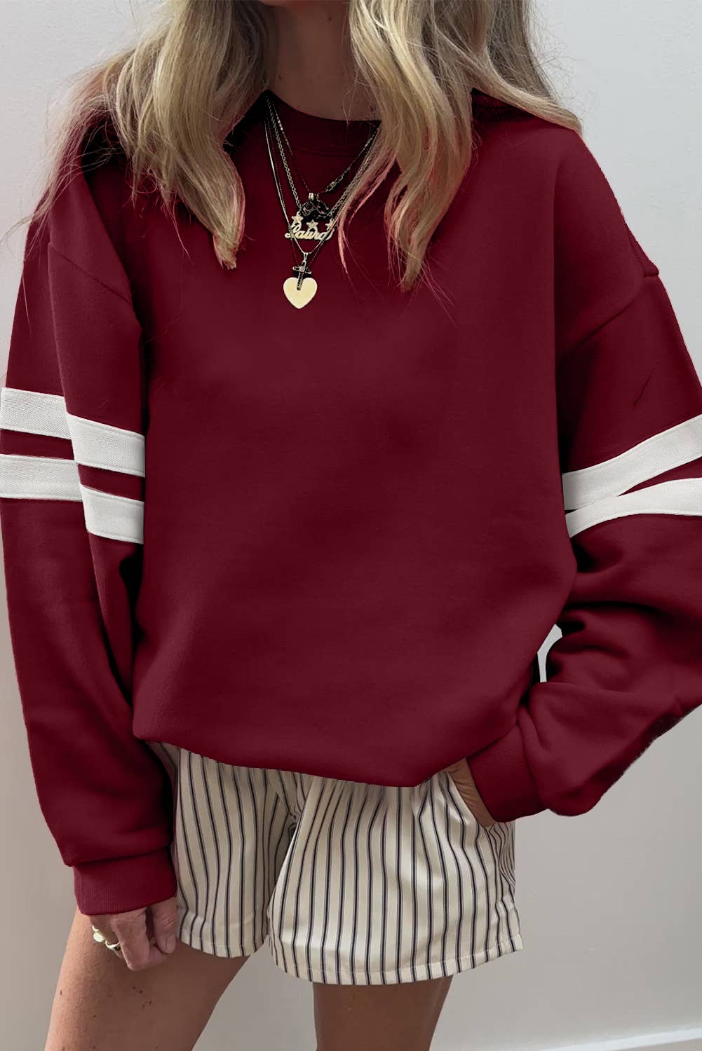 Varsity Striped Maroon Sweatshirt