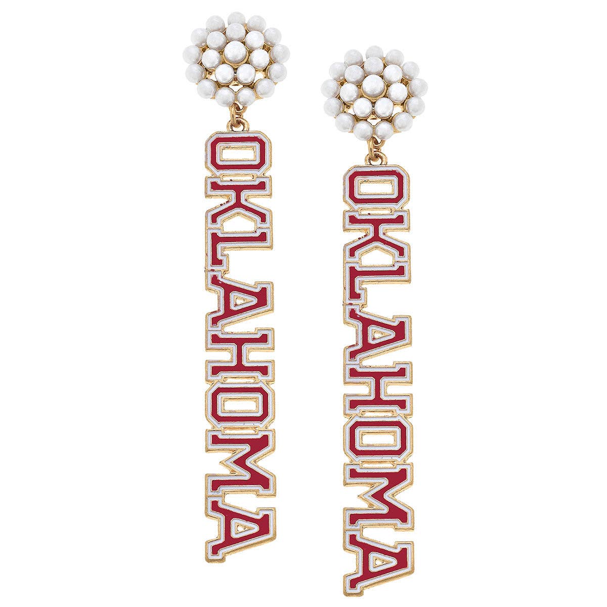 OU Pearl Cluster Drop Earrings