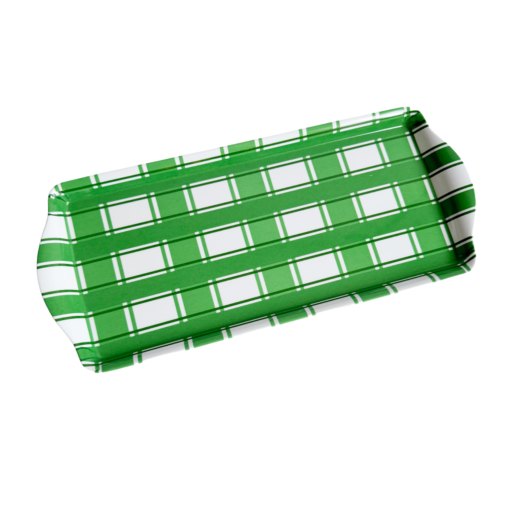 Green Plaid Gingham Melamine Party Tray
