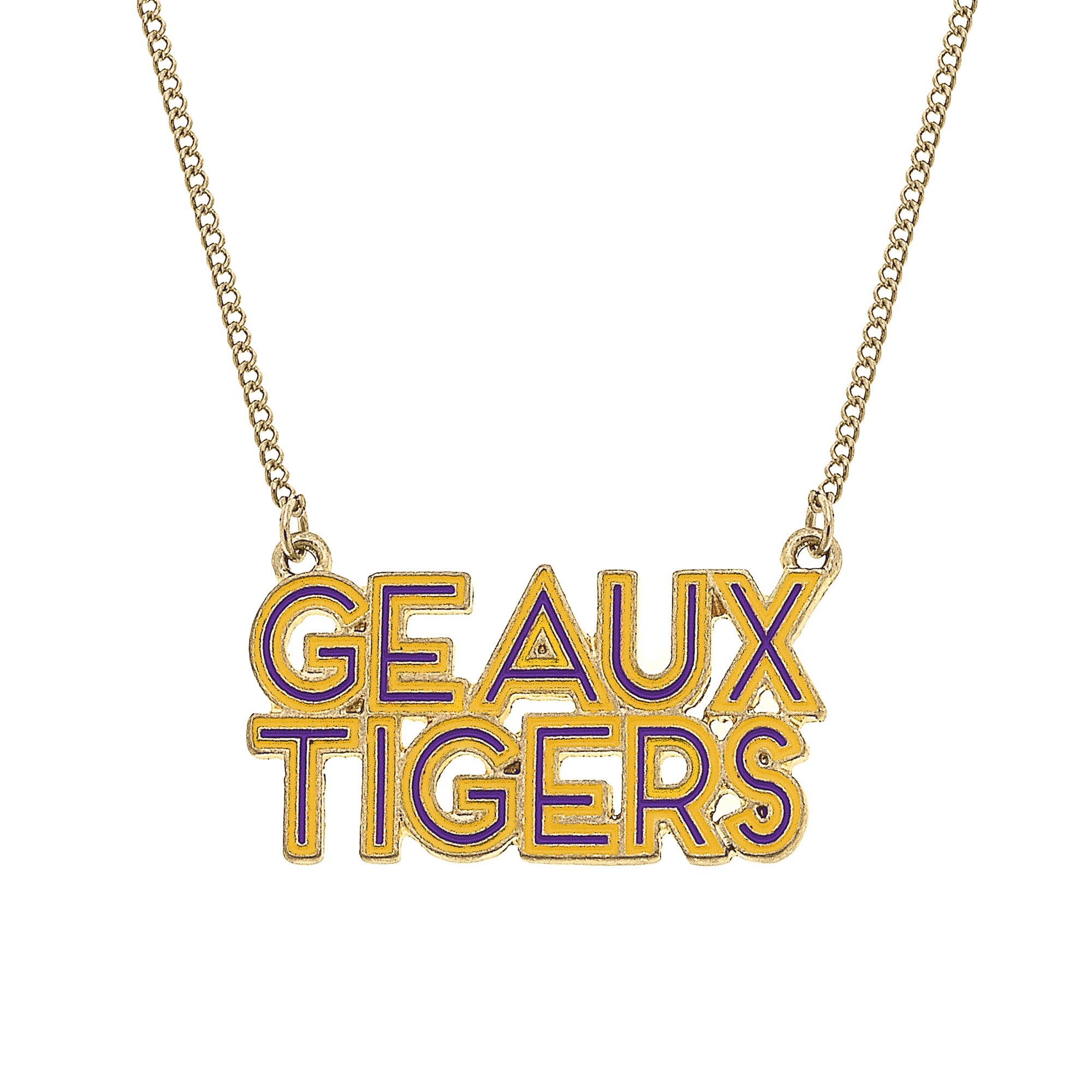 LSU Tigers Outline Enamel Necklace