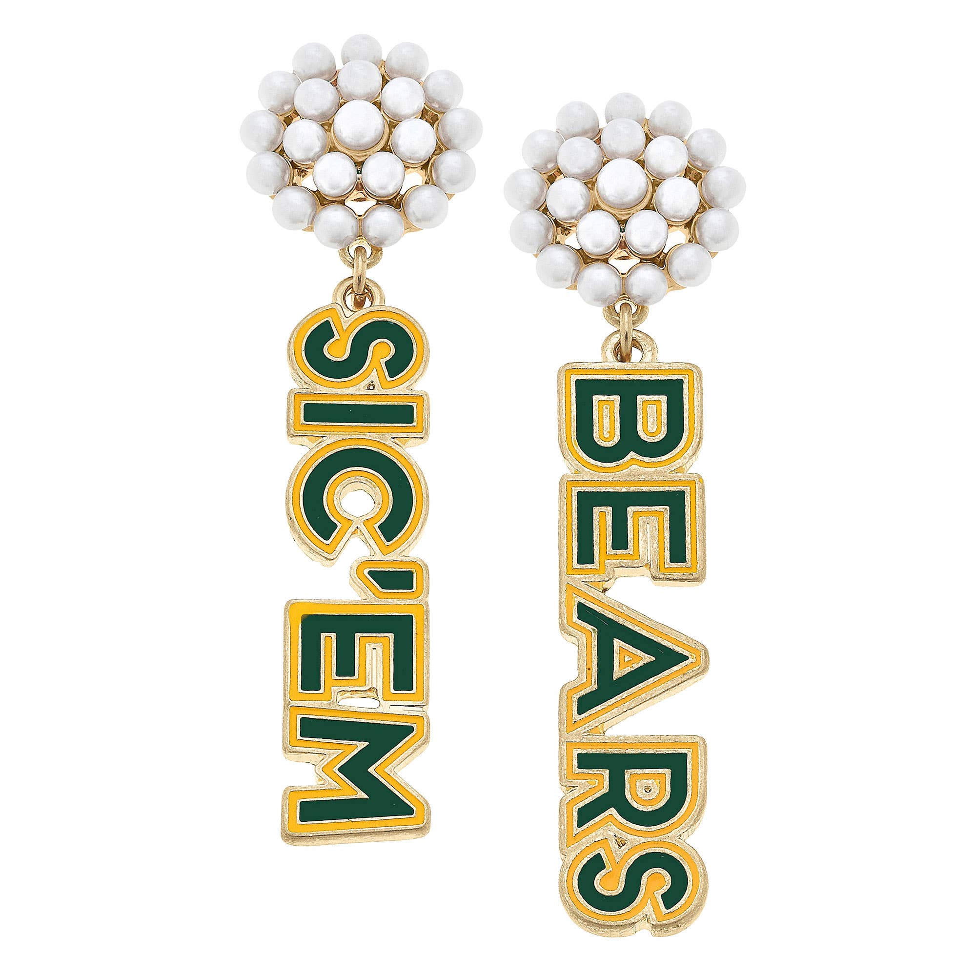 Baylor Bears Pearl Cluster Earrings