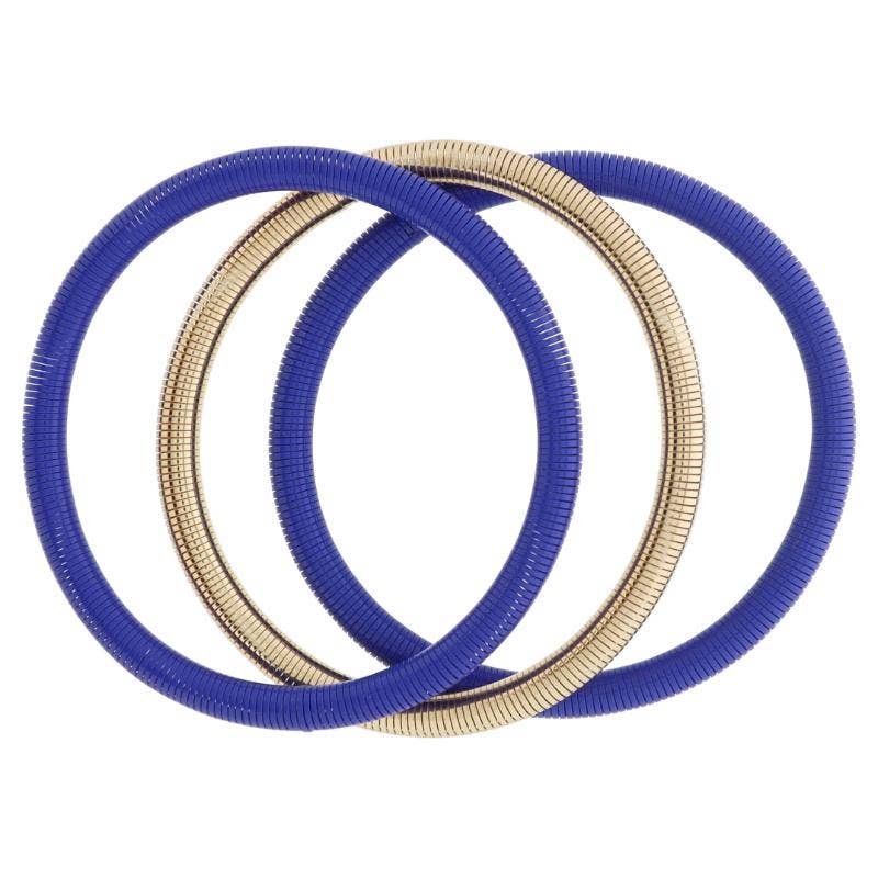 Royal Blue and Gold Stretchy Bangles Bracelet