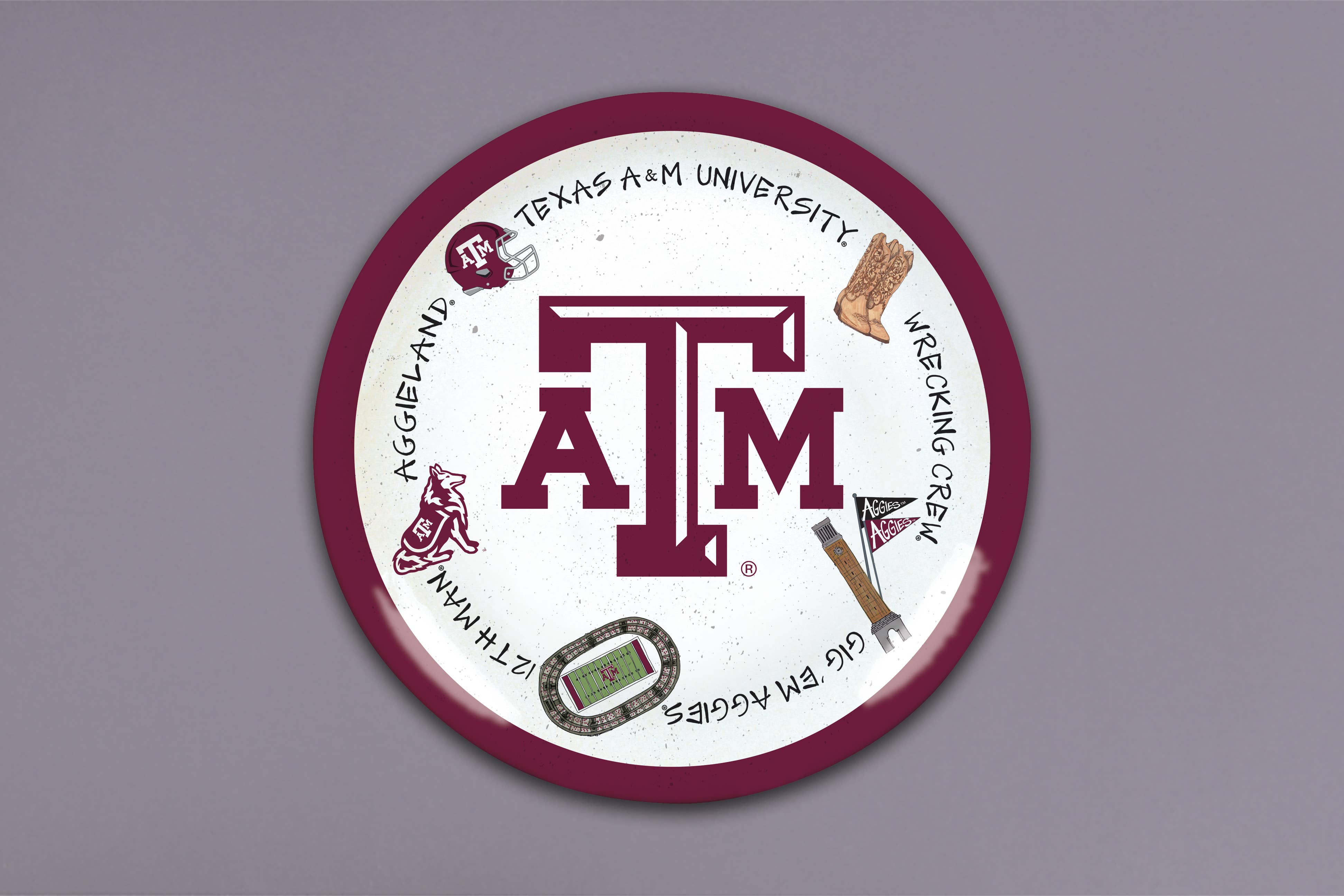 Texas A&M Aggies Melamine Round Charger Plate