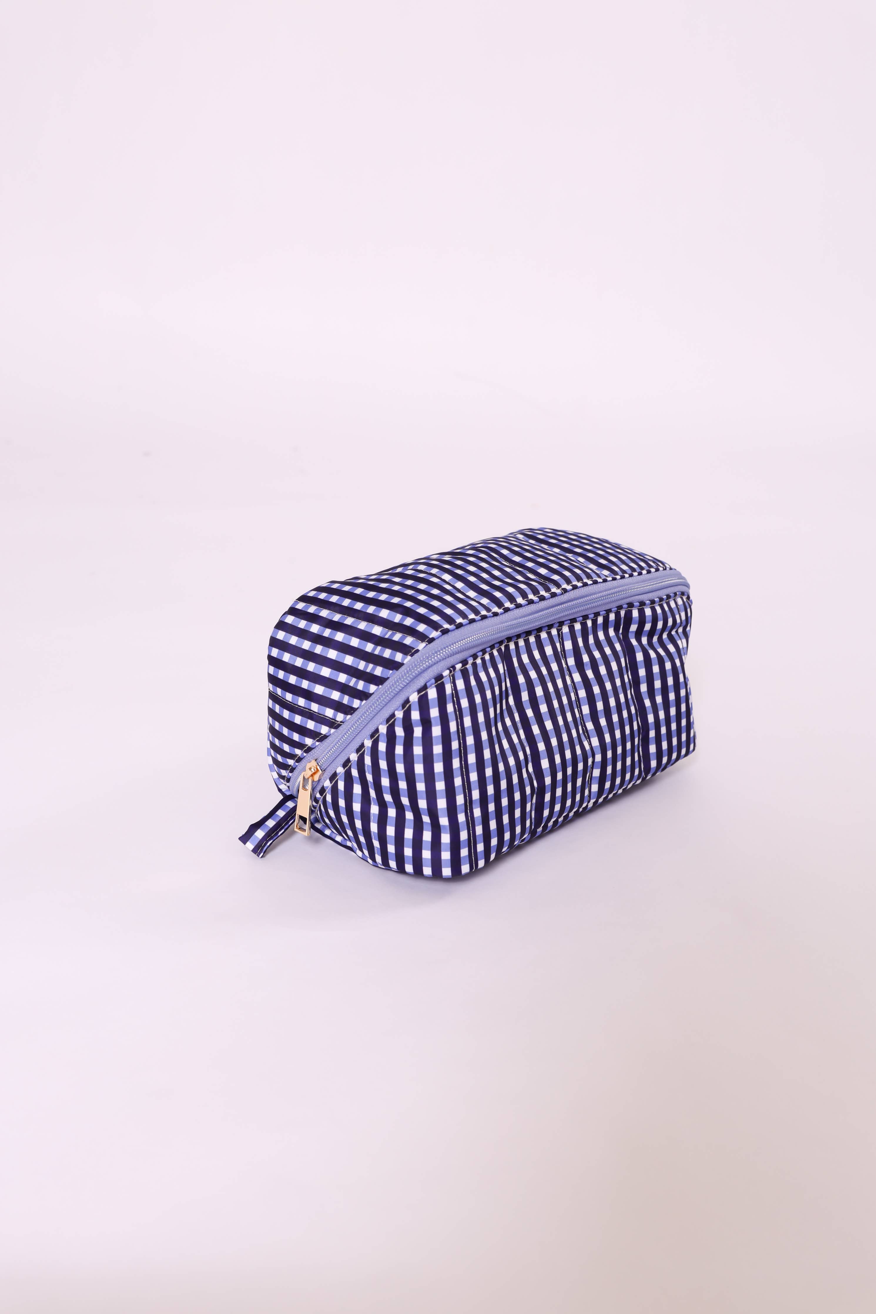 Gingham Purple Makeup Bag