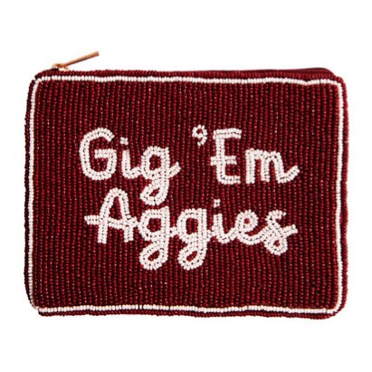 Texas A&M Beaded Pouch