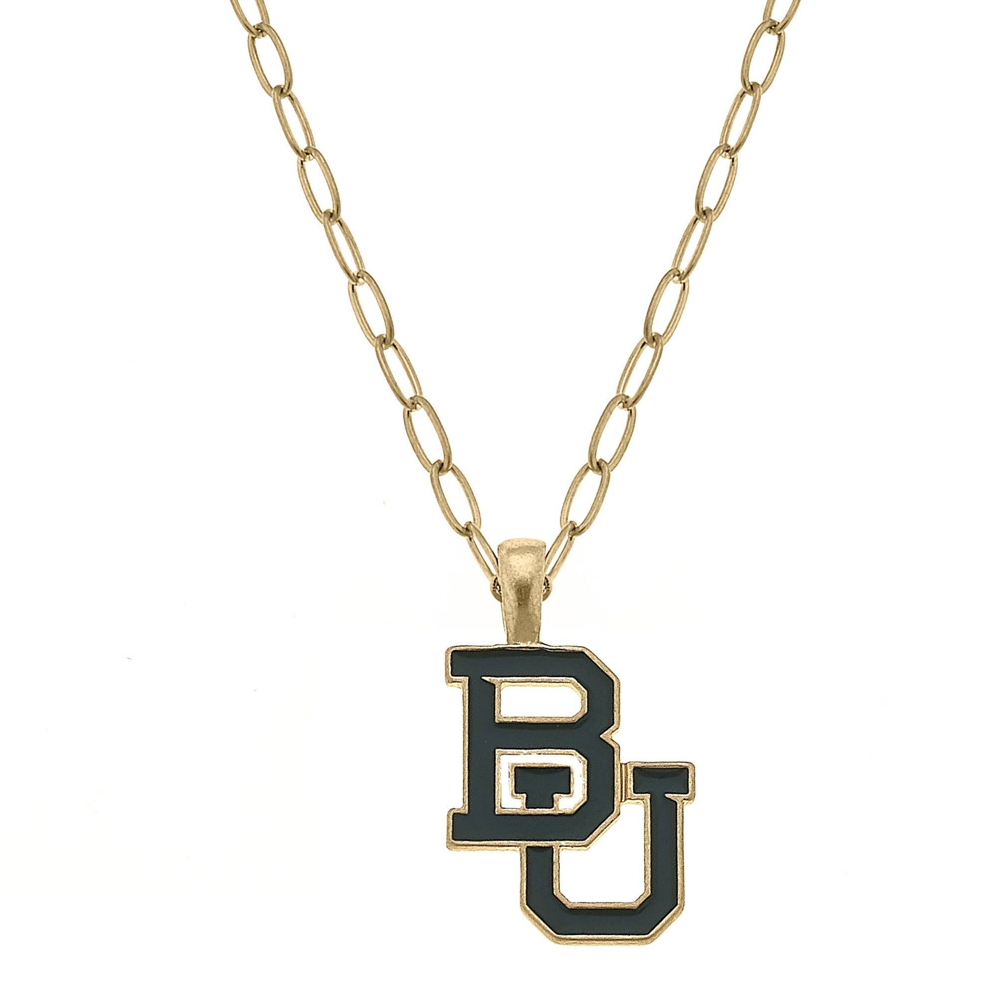 Baylor Bears Enamel Pendant Necklace in Green/Gold