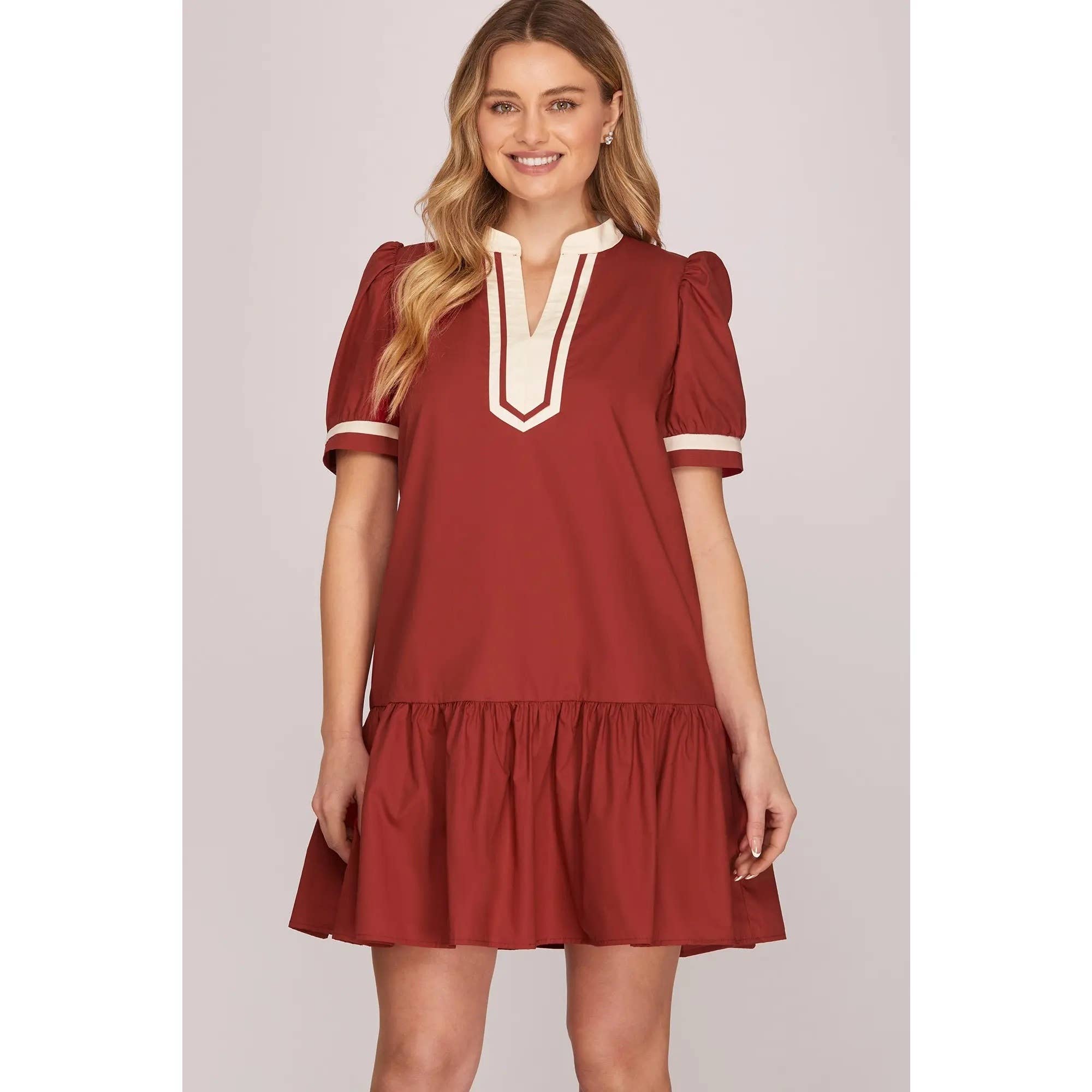 The Everyday Mini Dress- Garnet