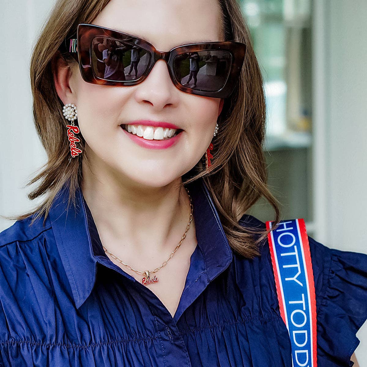 Ole Miss Logo Cluster Earrings