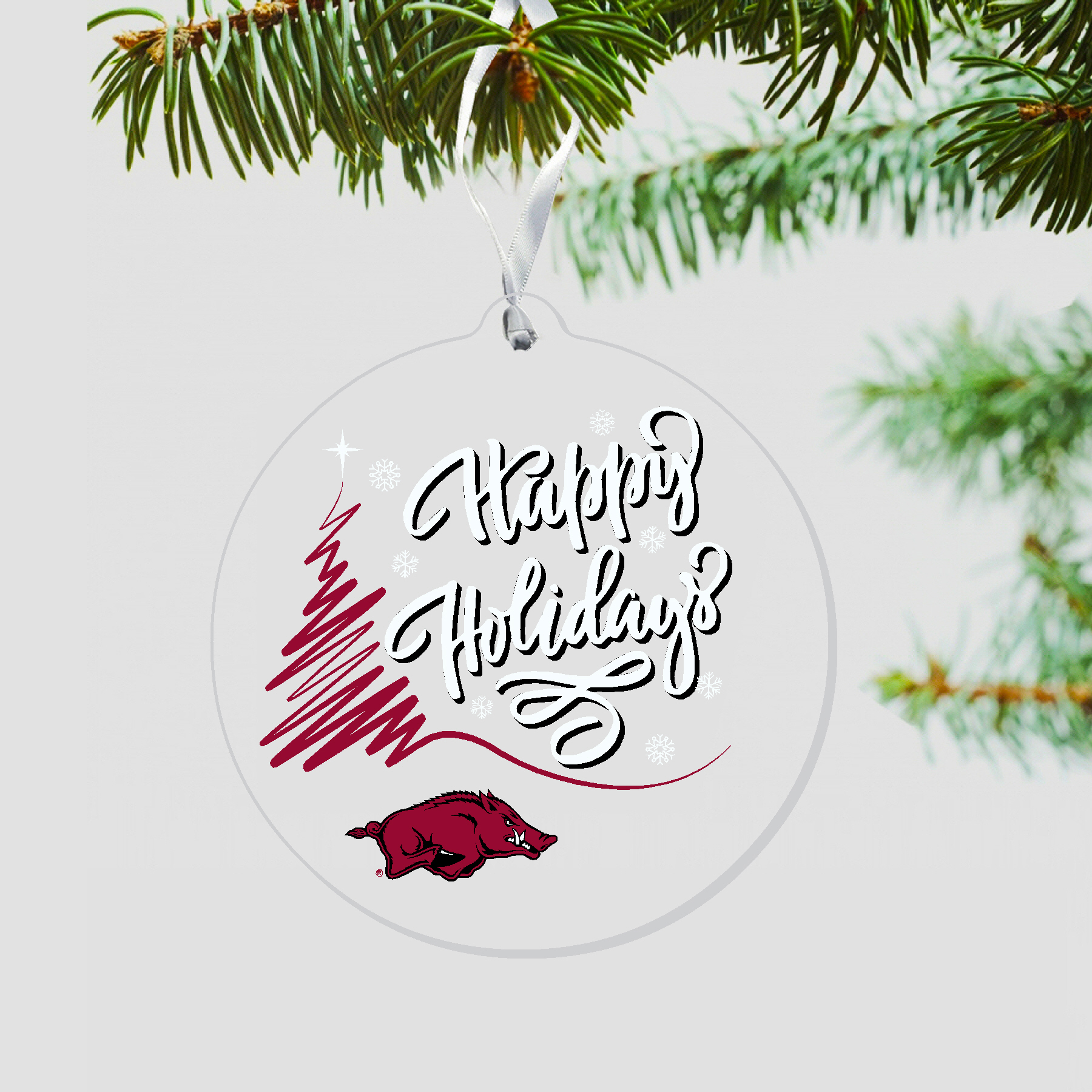 Arkansas Happy Holiday Ornament