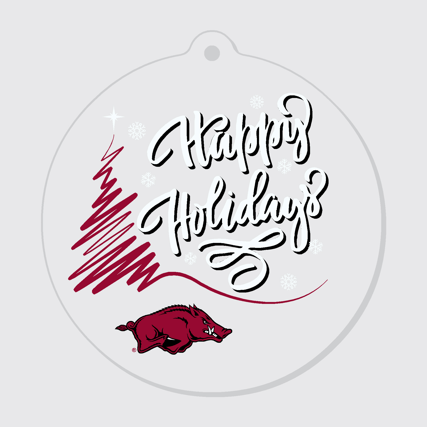 Arkansas Happy Holiday Ornament