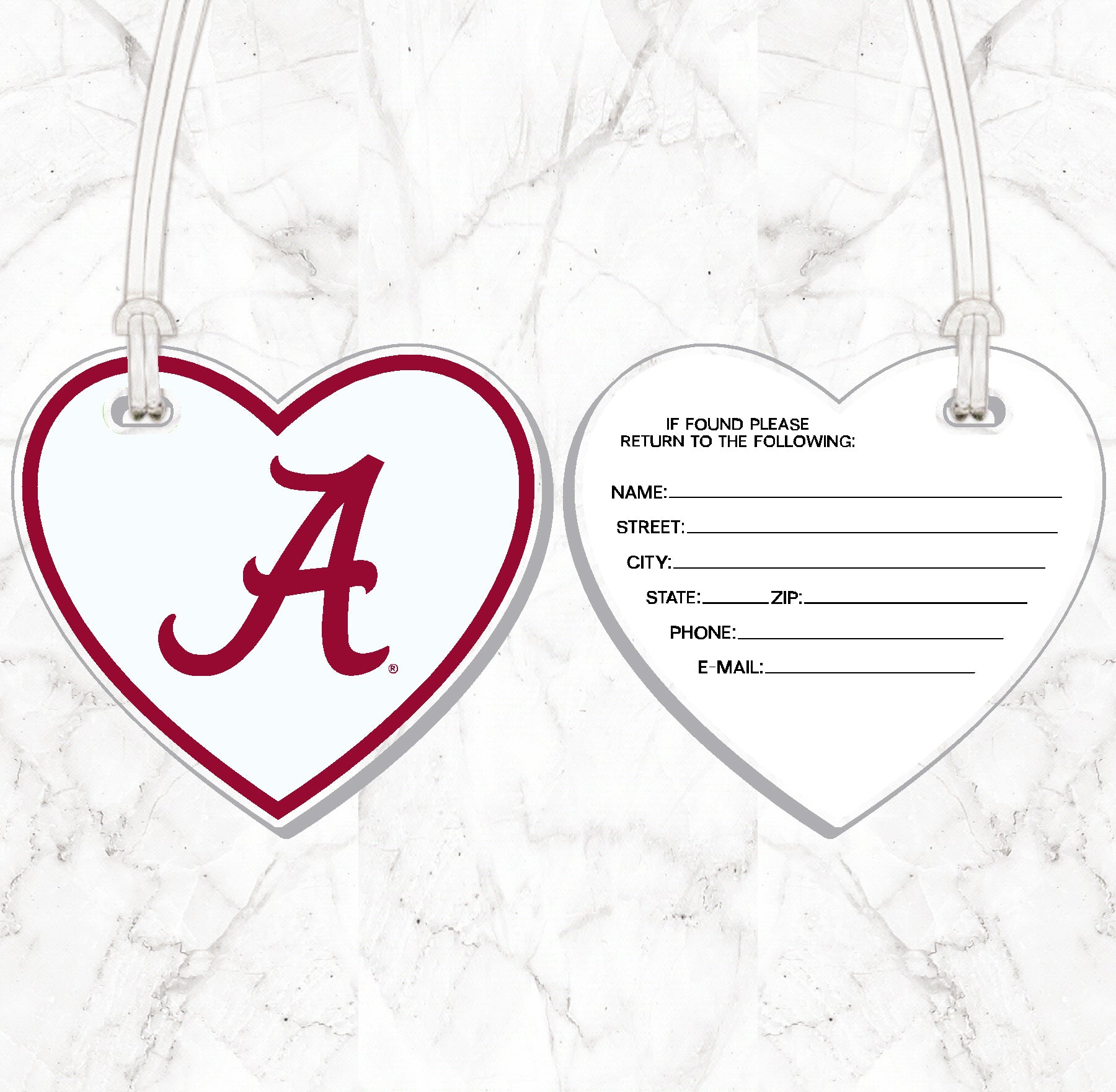 Alabama Heart Luggage Tag
