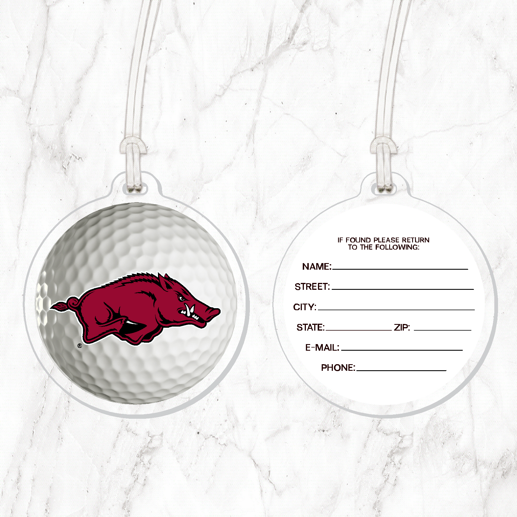 Arkansas Golf Ball Luggage Tag