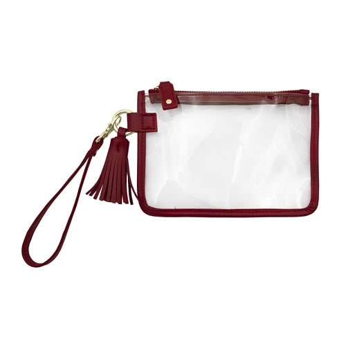 Crimson Team Color Clear Wristlet
