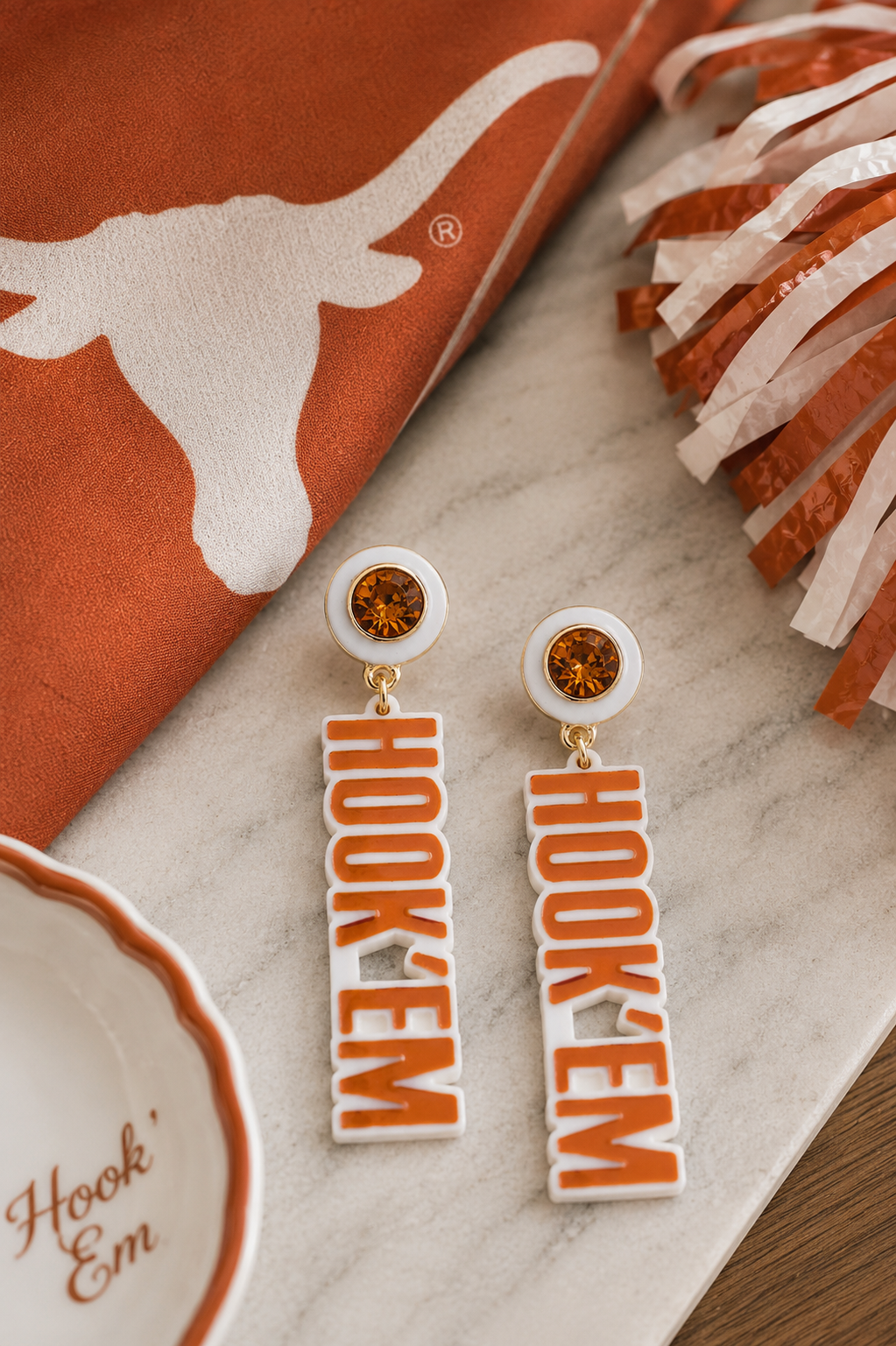 Texas Resin Block Letter Earrings