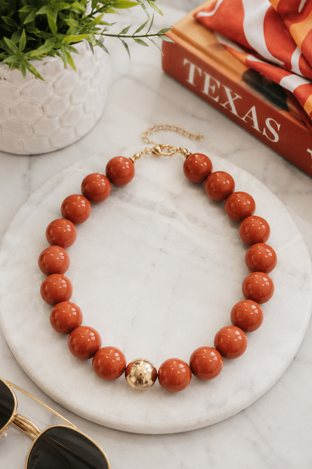 Marjorie Game Day Beaded Necklace | Burnt Orange