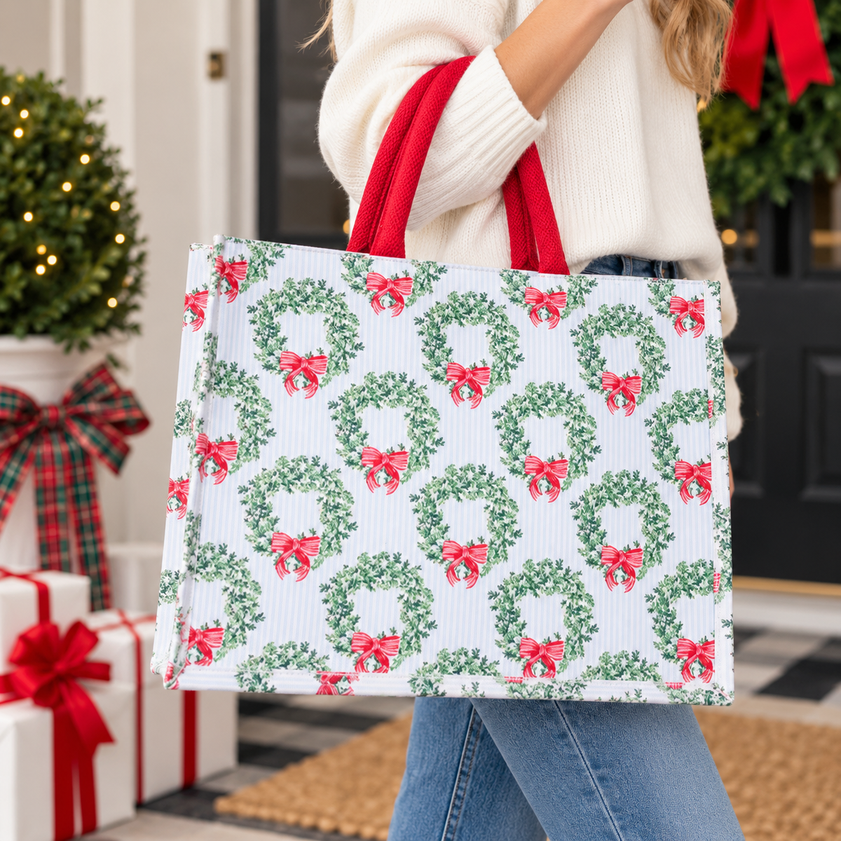 Wreath & Ribbon Shopper