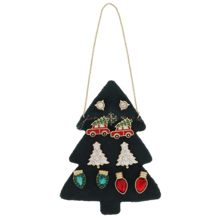 Green Christmas Stud Set