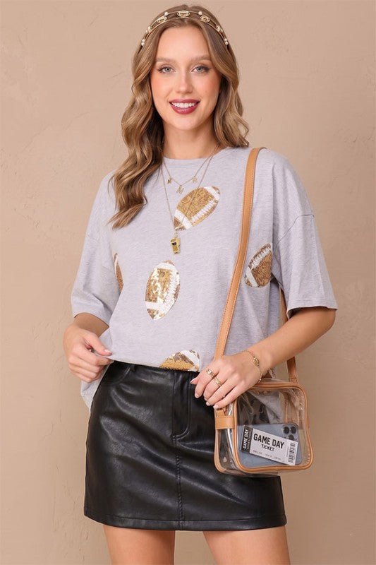 Game Day Dazzle Football Top | Gray