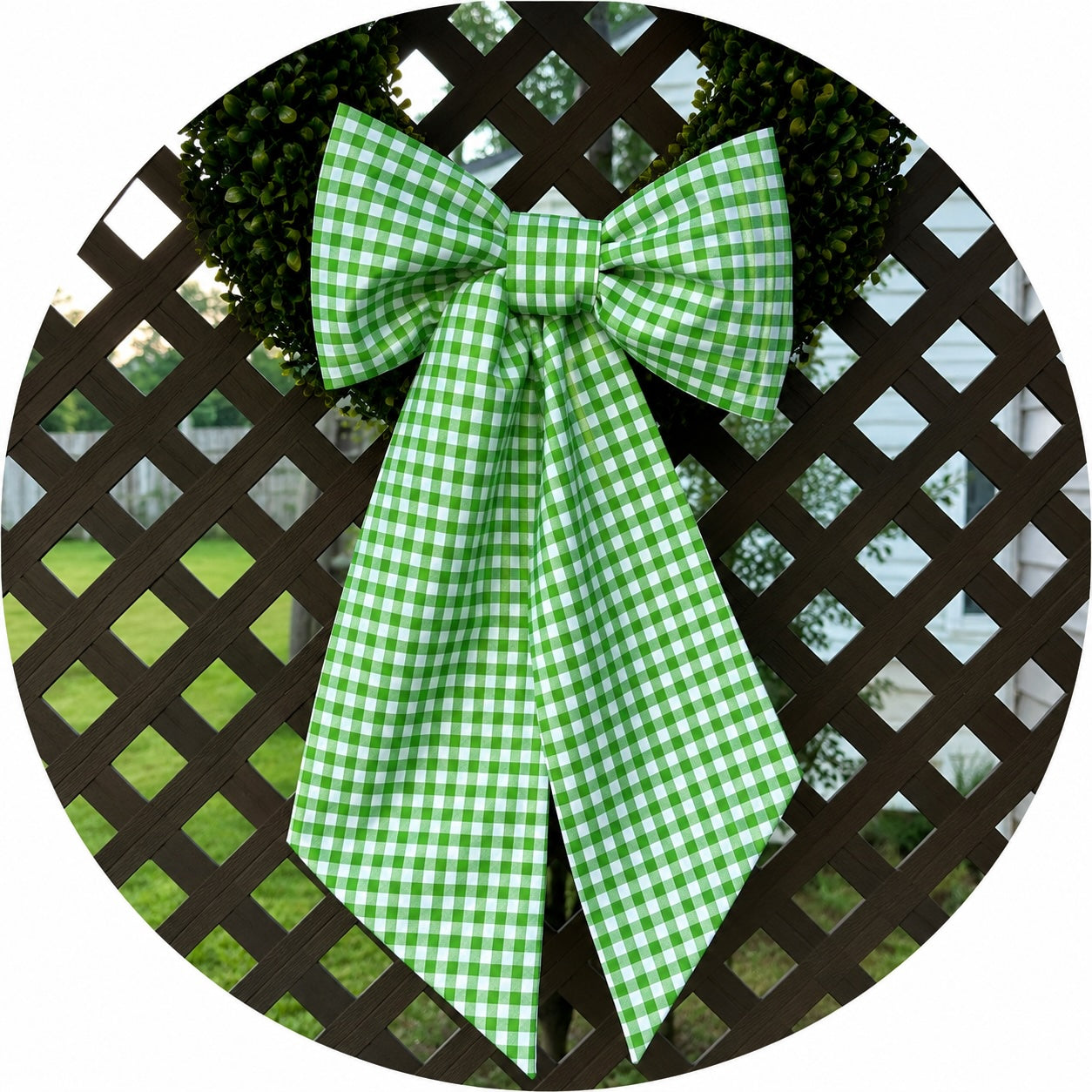 Green Gingham Game Day Wreath Sash