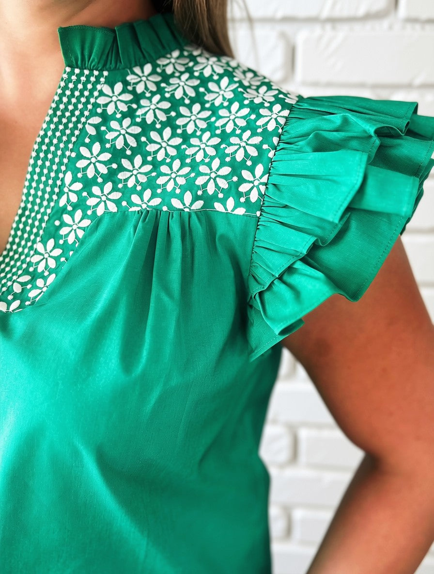 Game Day Fiesta Top | In Green