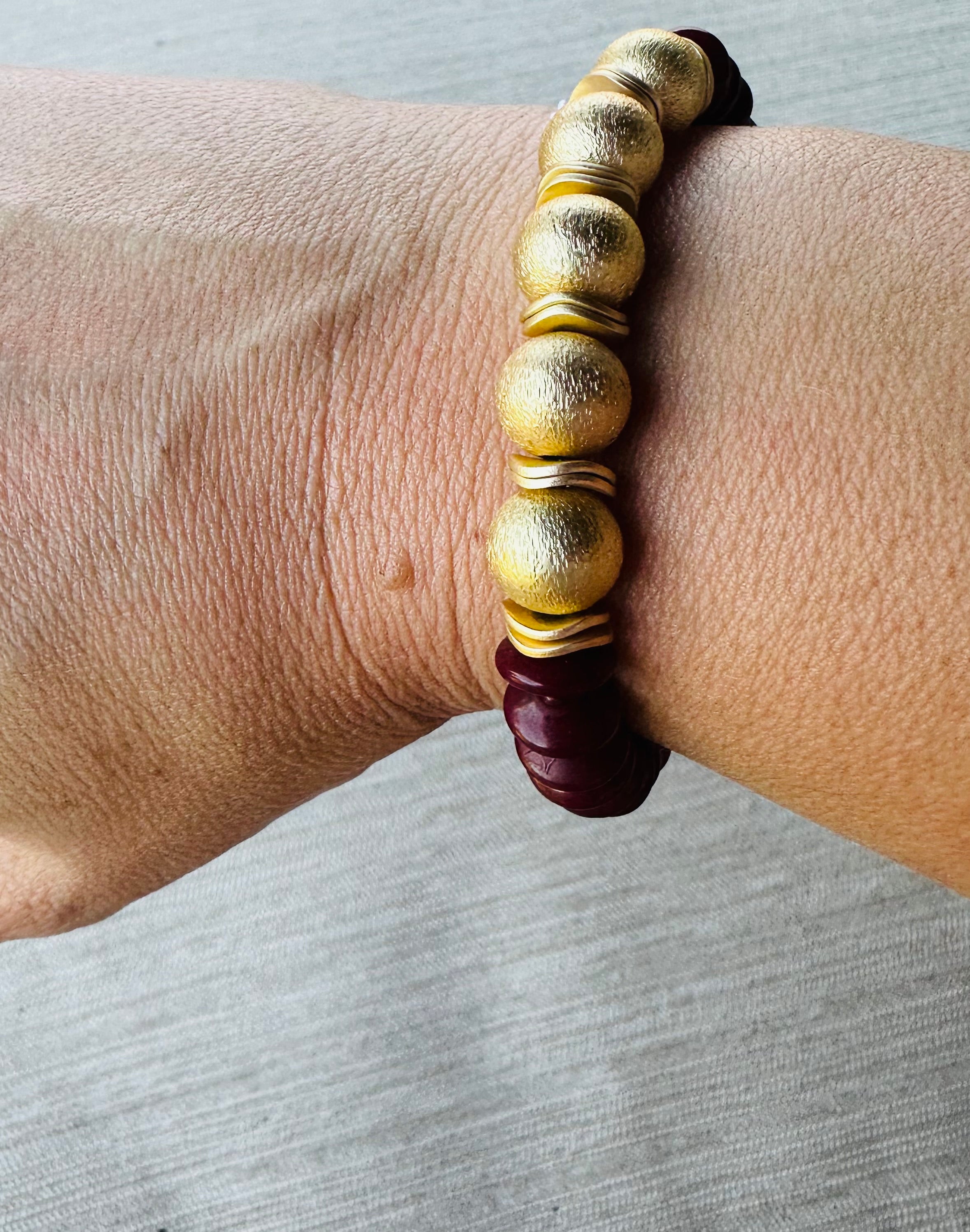 Luna Bracelet Maroon & Gold