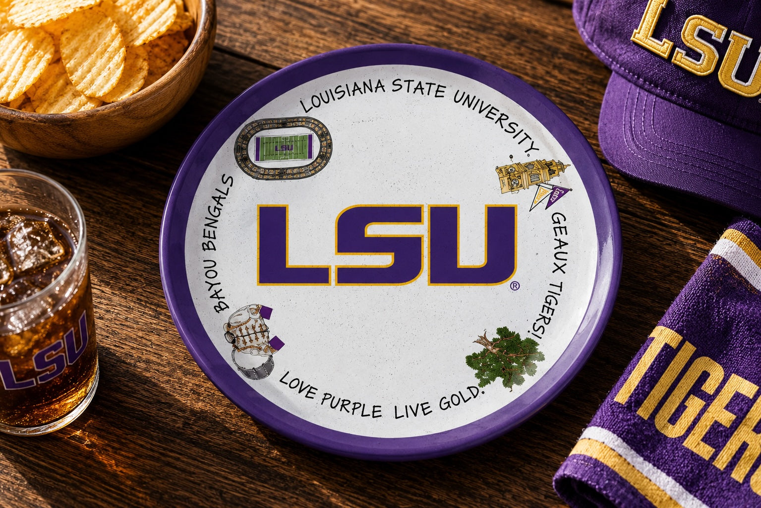 LSU Tigers Melamine Round Charger Plate
