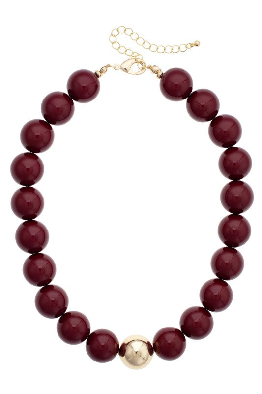 Marjorie Game Day Beaded Necklace | Maroon