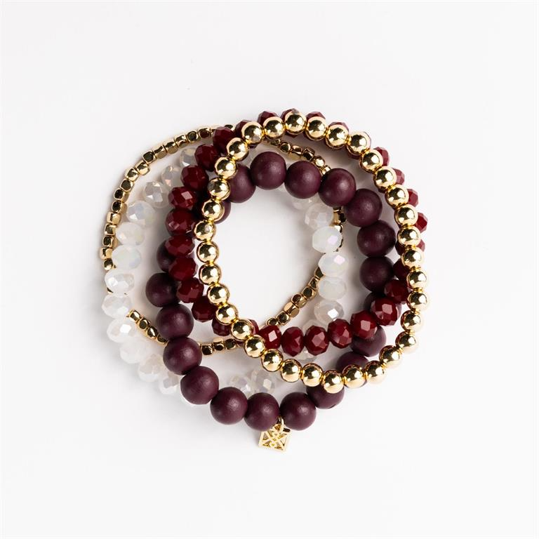 Mandy Bracelet Maroon & White