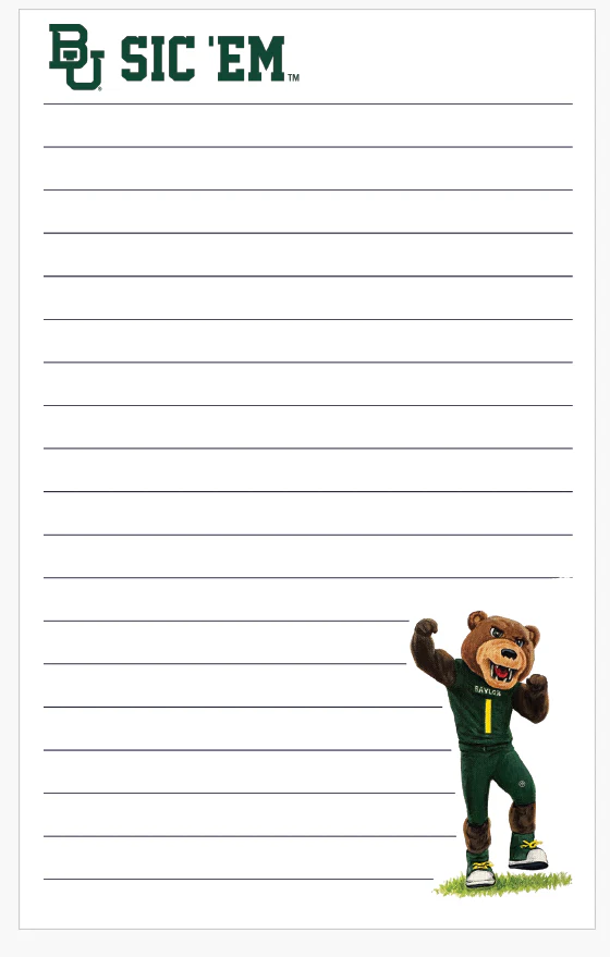 Baylor Mascot Notepad
