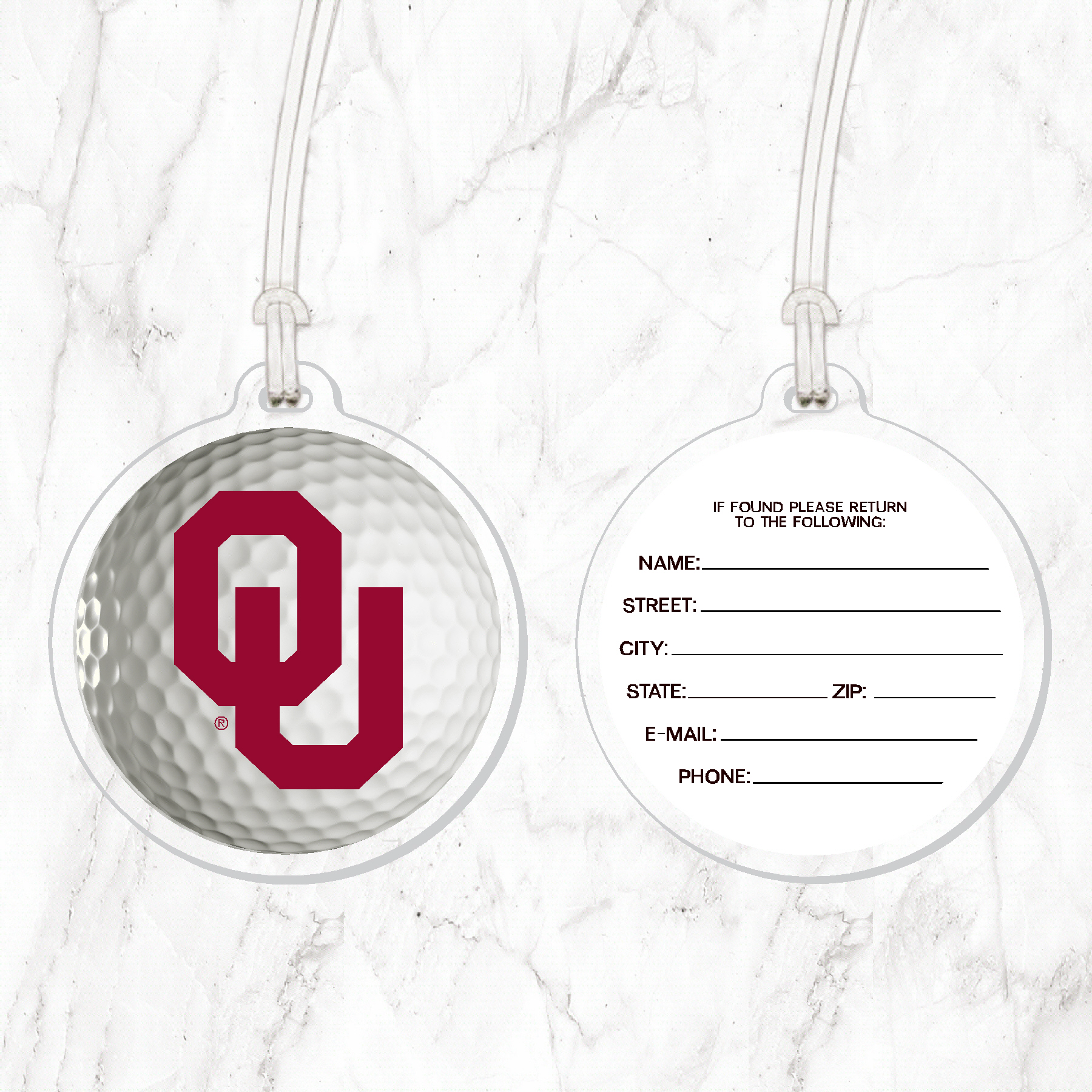 Oklahoma Golf Ball Luggage Tag