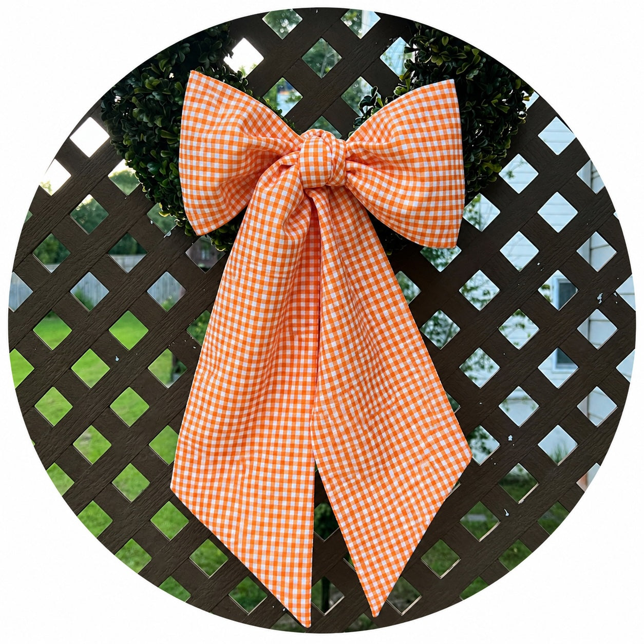 Orange Gingham Game Day Wreath Sash