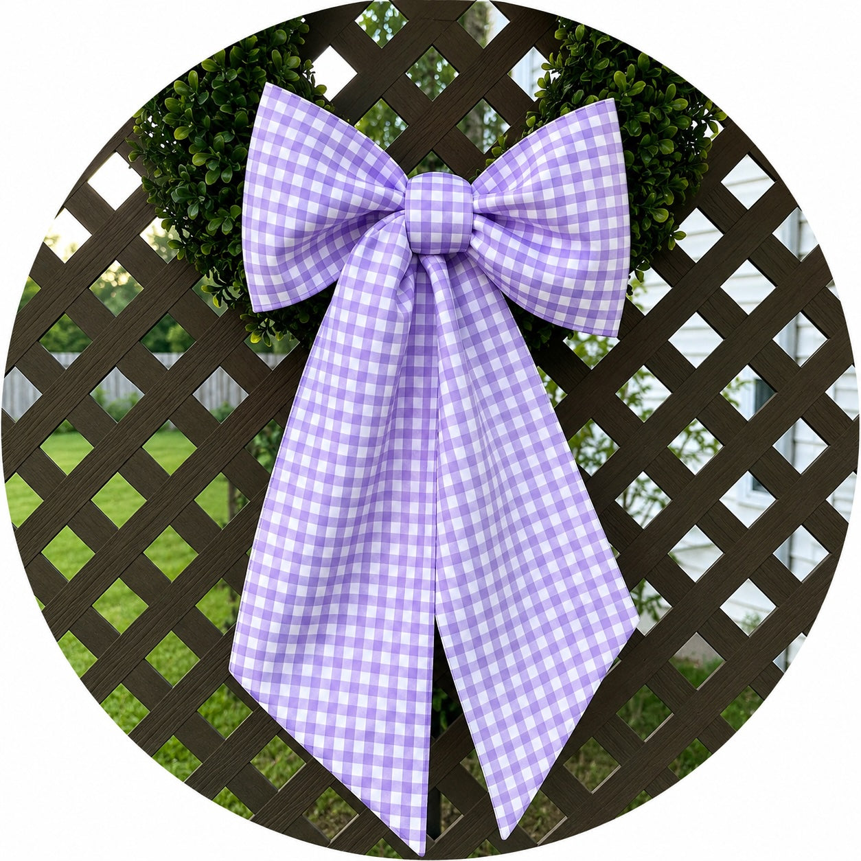Purple Gingham Game Day Wreath Sash