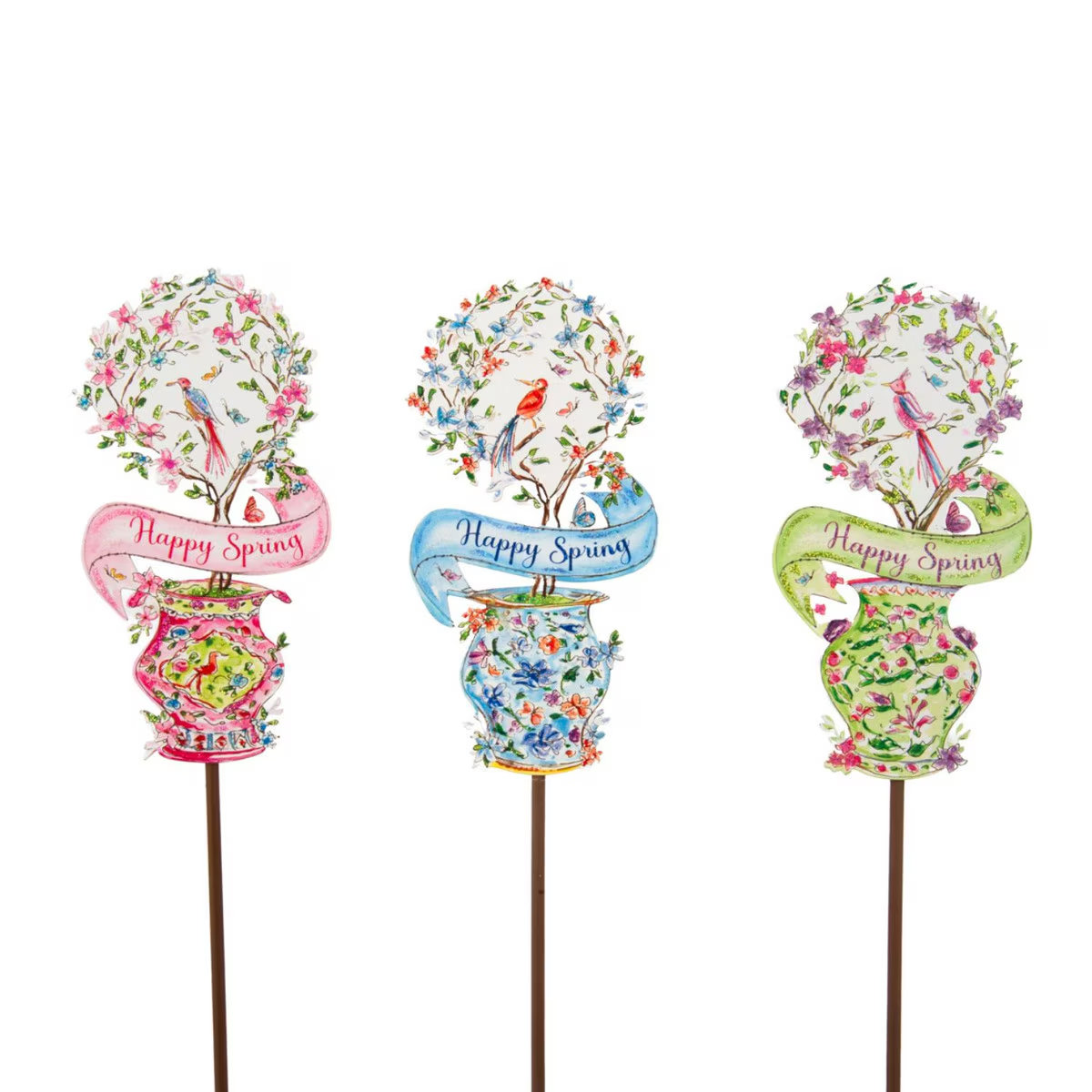 Happy Spring Mini Topiaries Yard Stakes-FINAL SALE