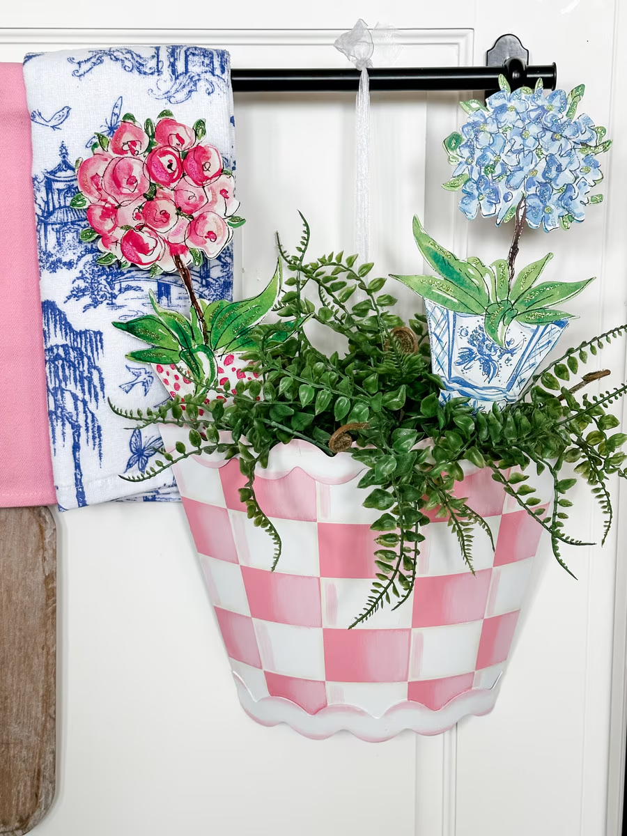 Blue Hydrangea & Pink Rose Pots-FINAL SALE