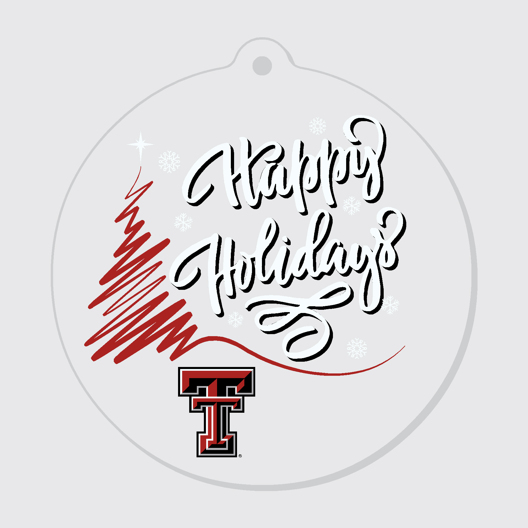 Texas Tech Happy Holidays Ornament