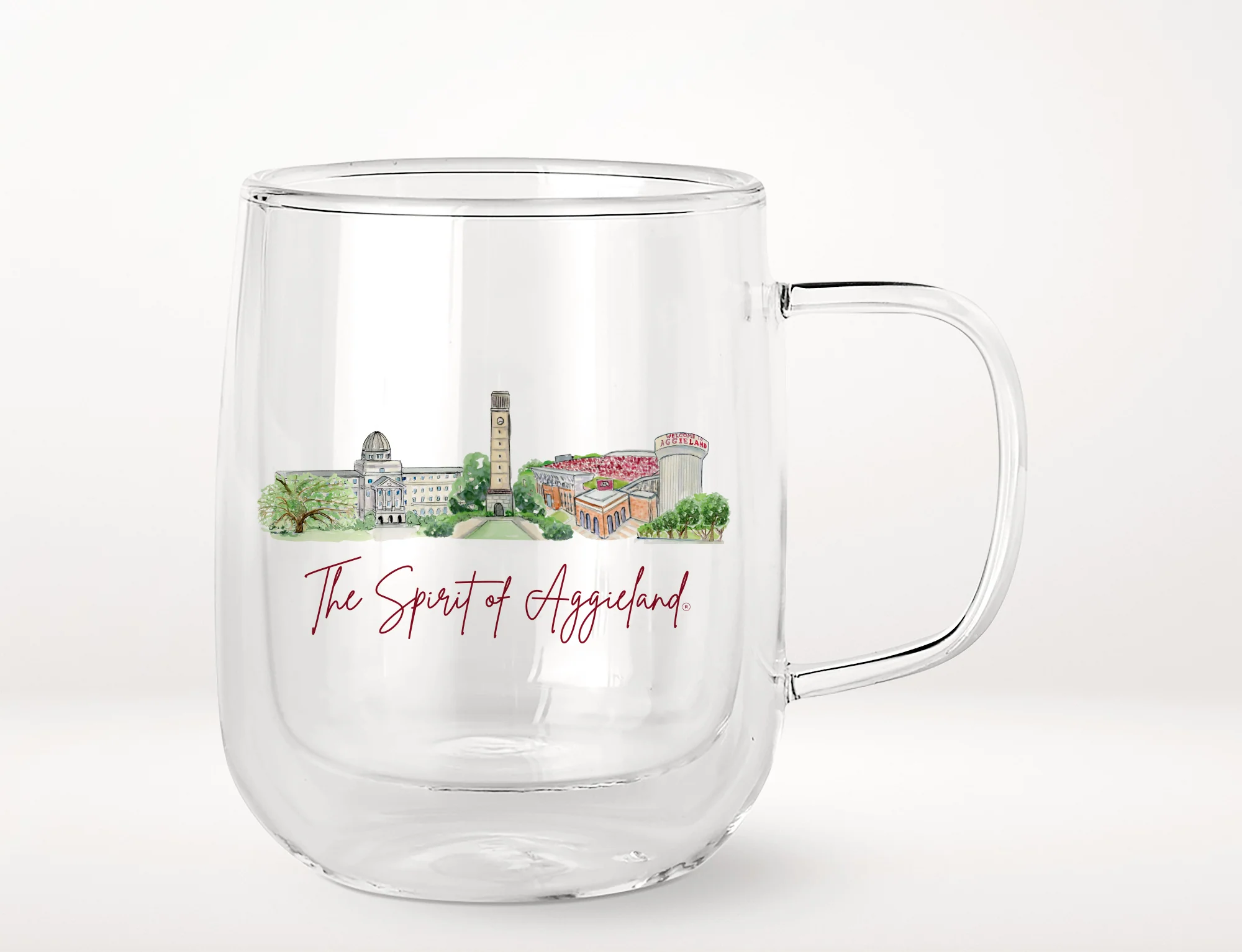 Texas A&M Landmark Glass Mug