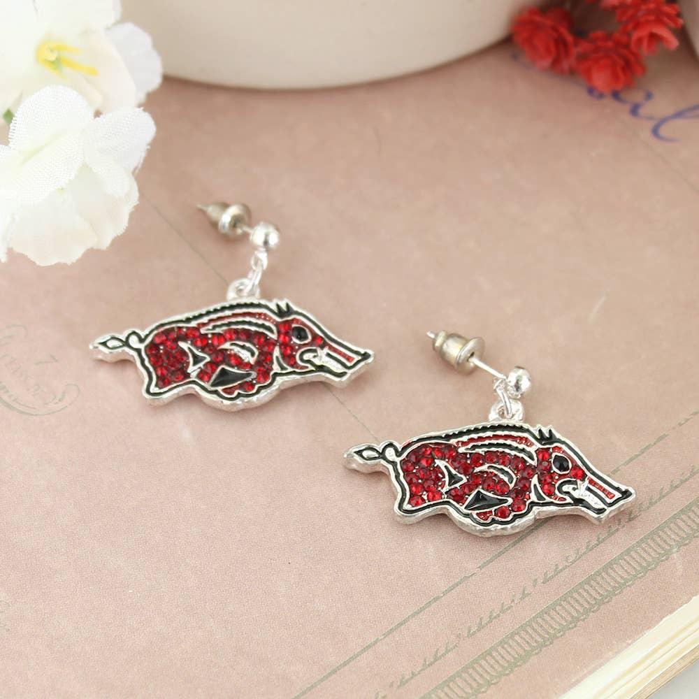 Arkansas Razorbacks Crystal Logo Earrings
