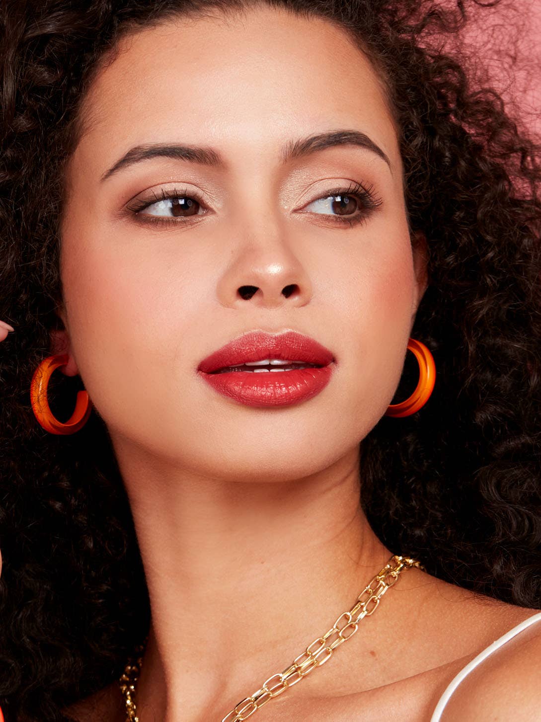 Small Red Resin Open Hoop Earring