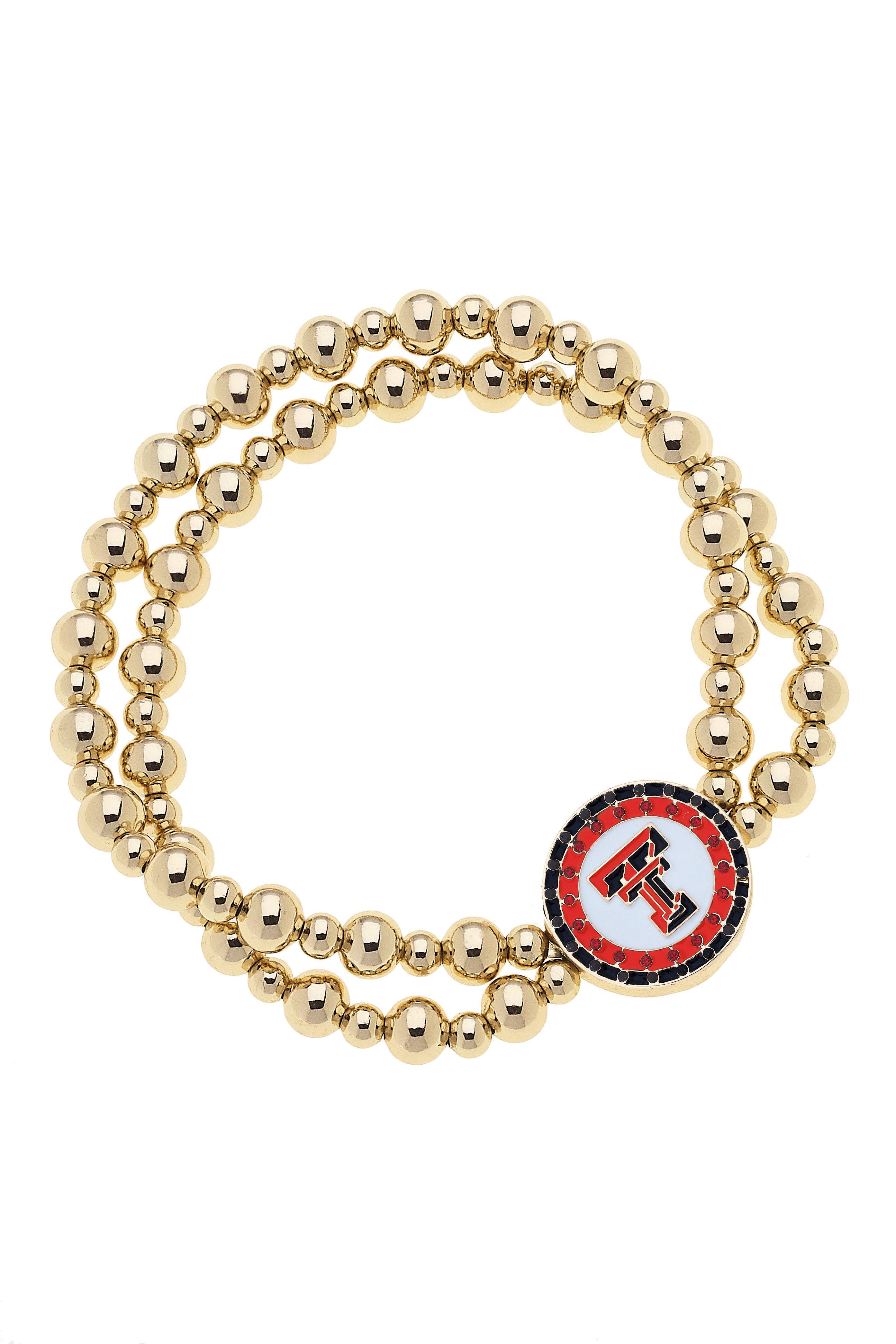 Texas Tech 2 Row Pave Disc Bracelet