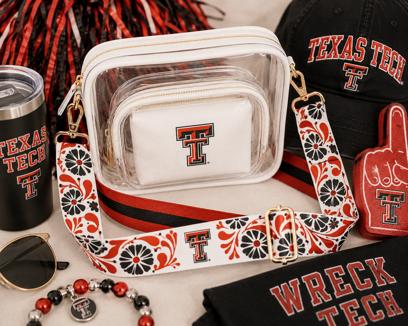 Texas Tech Floral Purse Strap