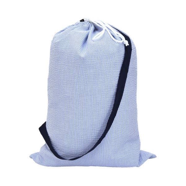 Navy Team Color Seersucker Hold All Laundry Bag-FINAL SALE