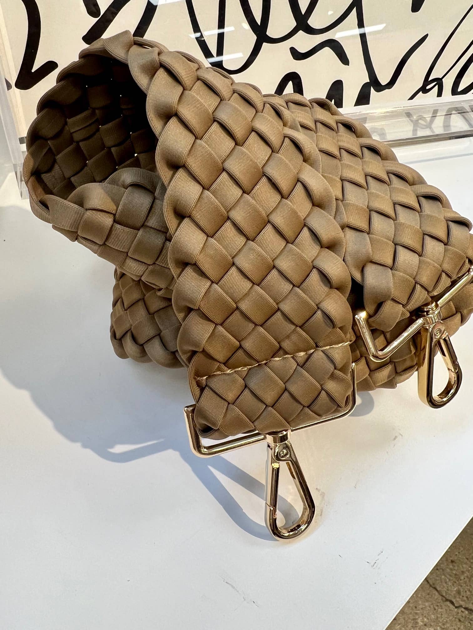 Woven Neoprene Strap TAUPE-FINAL SALE